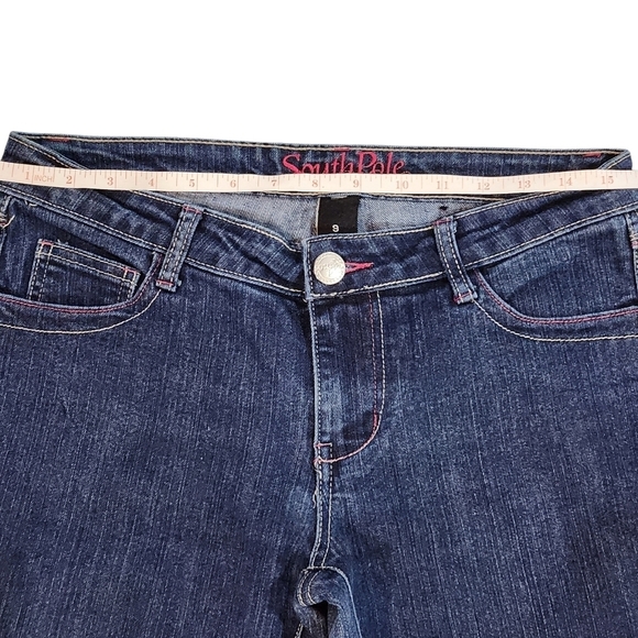 Southpole Junior Embroidered Low Rise Bootcut Medium Wash Denim Jeans Size 9 - Picture 3 of 9